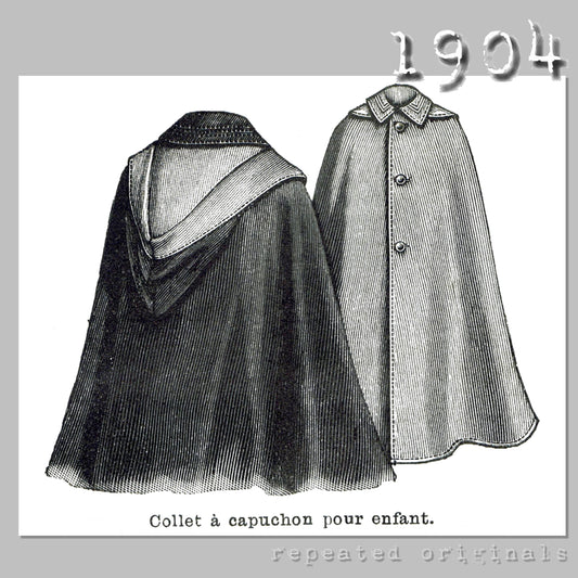 1904 Hooded Cape for Infant Sewing Pattern - INSTANT DOWNLOAD PDF