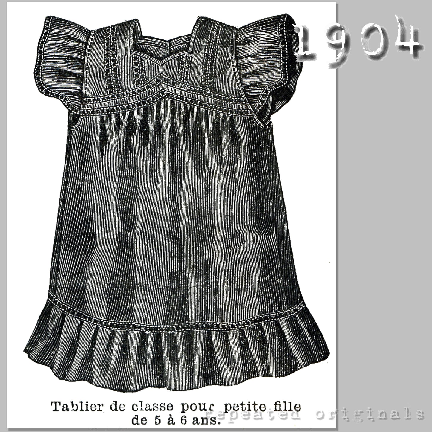 1904 Classroom Apron for Girl 5-6 Years Sewing Pattern - INSTANT DOWNLOAD PDF