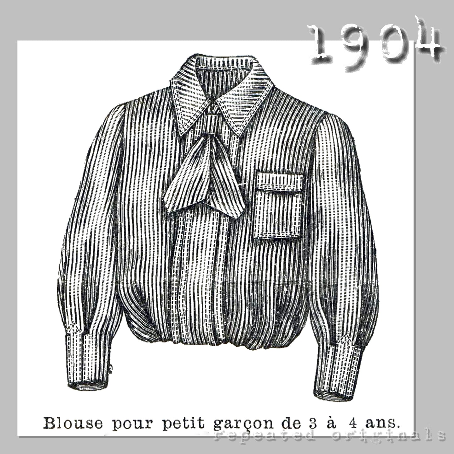 1904 Shirt for Boy 3 to 4 Years Sewing Pattern - INSTANT DOWNLOAD PDF