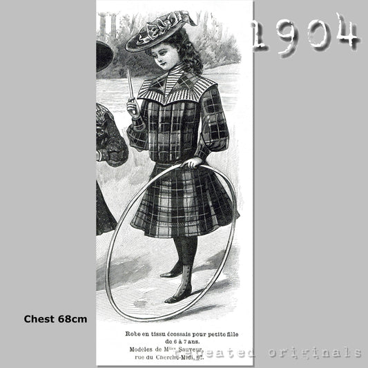 1904 Dress for Girl 6-7 Years Sewing Pattern - INSTANT DOWNLOAD PDF