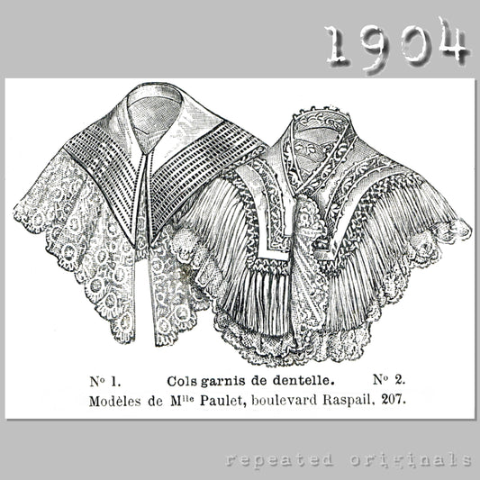 1904 Lace Trimmed Collars Sewing Pattern - INSTANT DOWNLOAD PDF