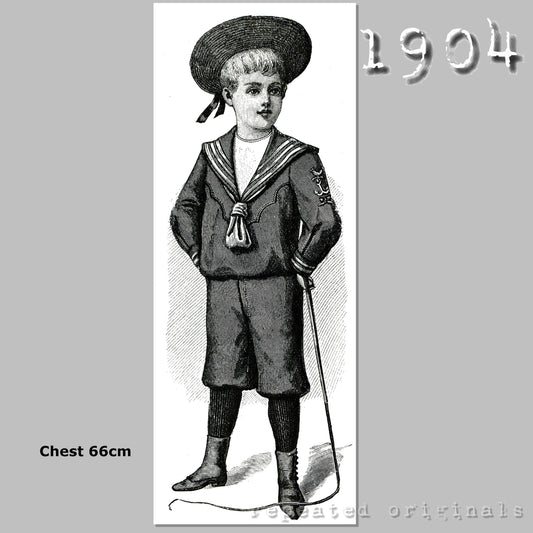 1904 Sailor Suit for Boy 5 to 6 Years Sewing Pattern - INSTANT DOWNLOAD PDF