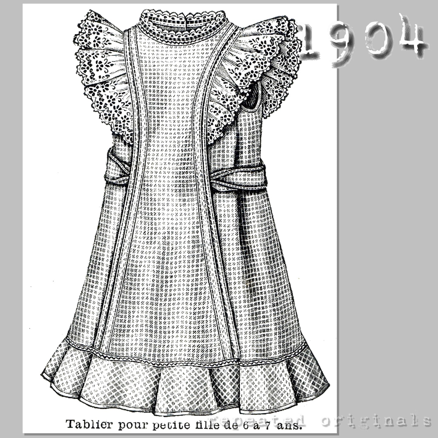 1904 Apron for Girl 6 - 7 Years Sewing Pattern - INSTANT DOWNLOAD PDF