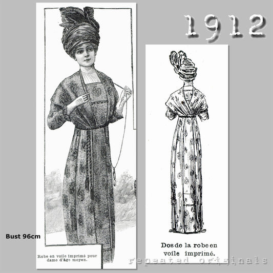 1912 Voile Dress for an Older Lady Sewing Pattern - INSTANT DOWNLOAD PDF