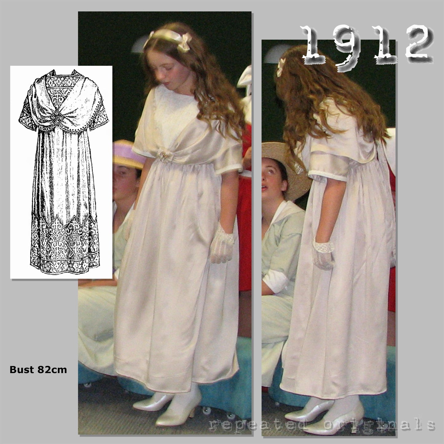 1912 Empire Dress for Girl 12 - 14 Years Sewing Pattern - INSTANT DOWNLOAD PDF