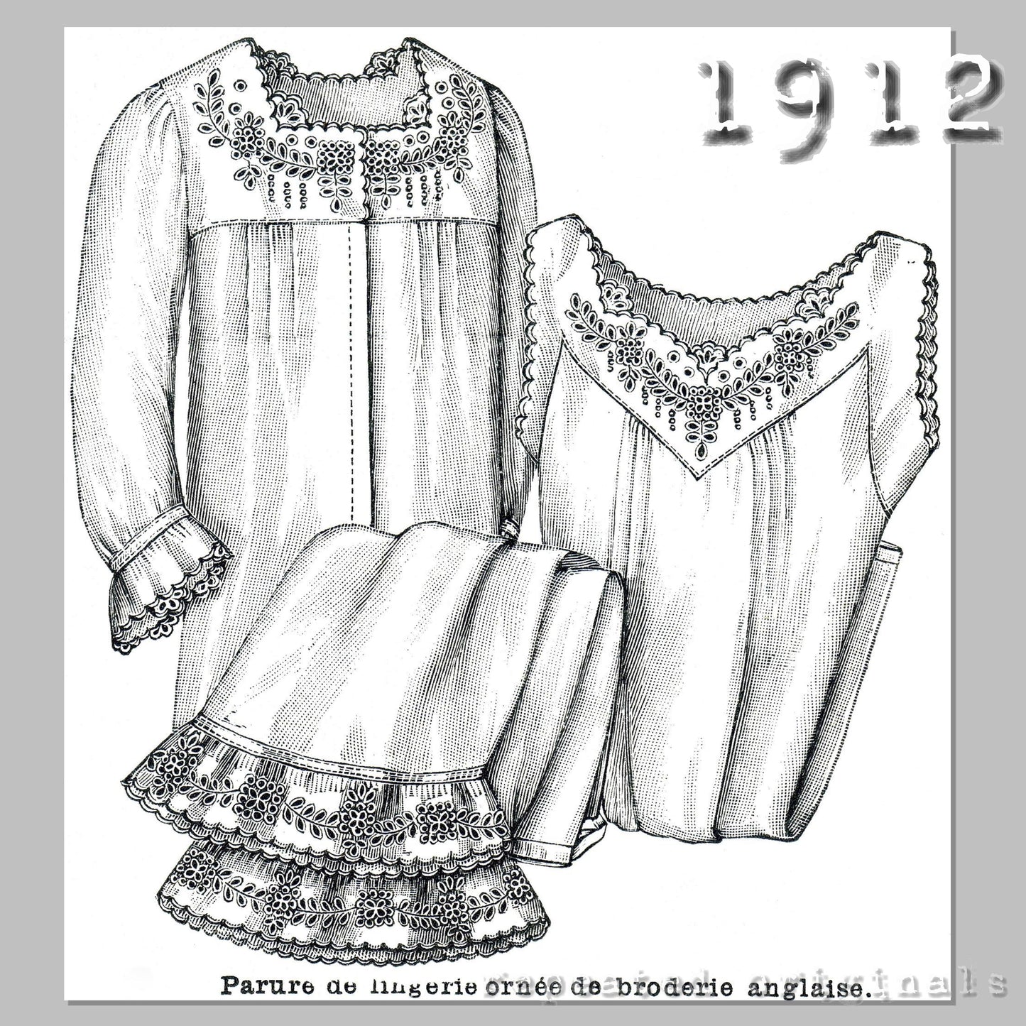 1912 Night and Day Shirt and Drawers Sewing Pattern - INSTANT DOWNLOAD PDF