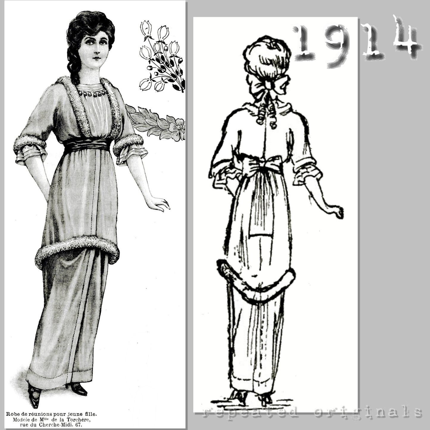 1914 Dress for Young Lady (Bust 90cm) Sewing Pattern - INSTANT DOWNLOAD PDF