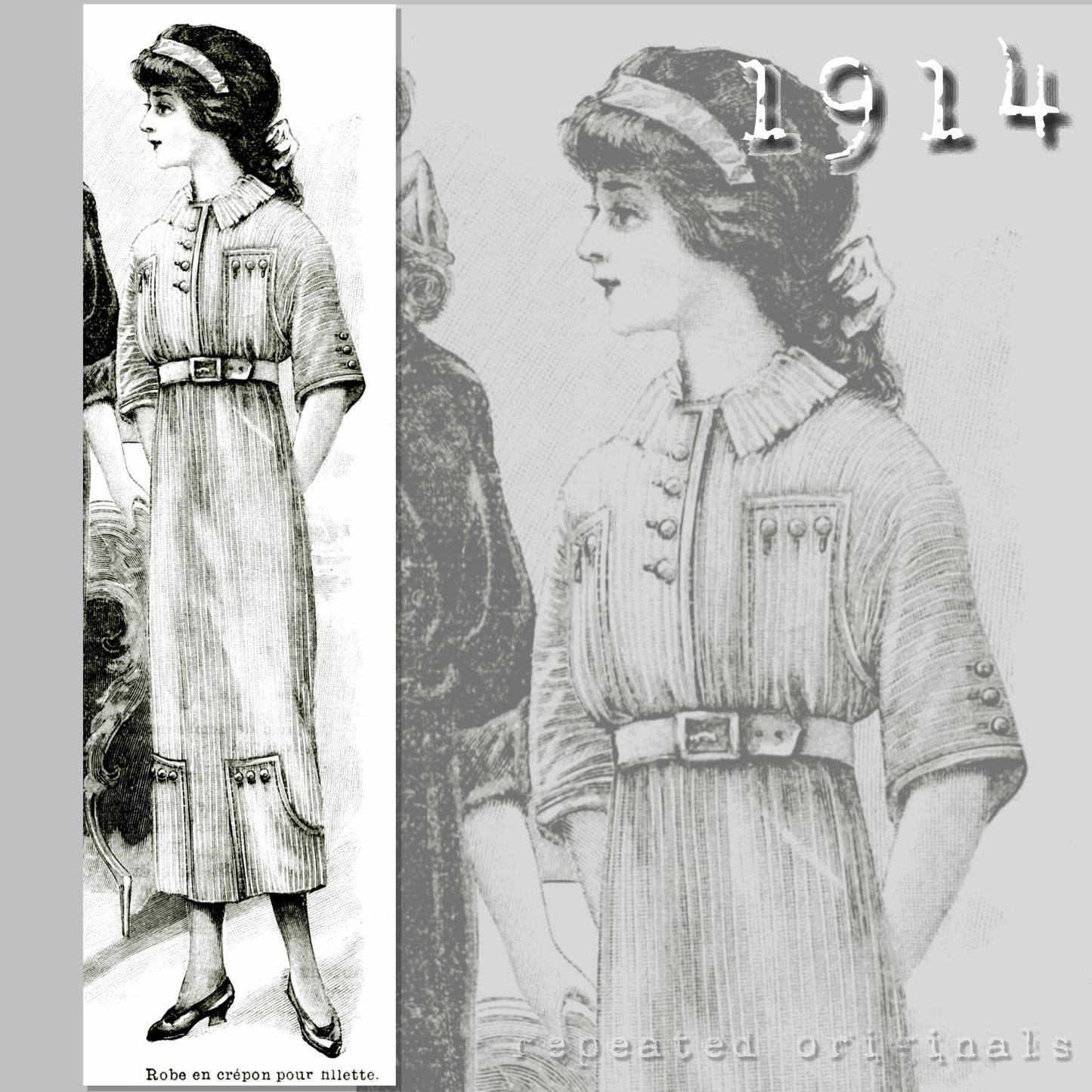 1914 Girls Crepe Dress Sewing Pattern - INSTANT DOWNLOAD PDF