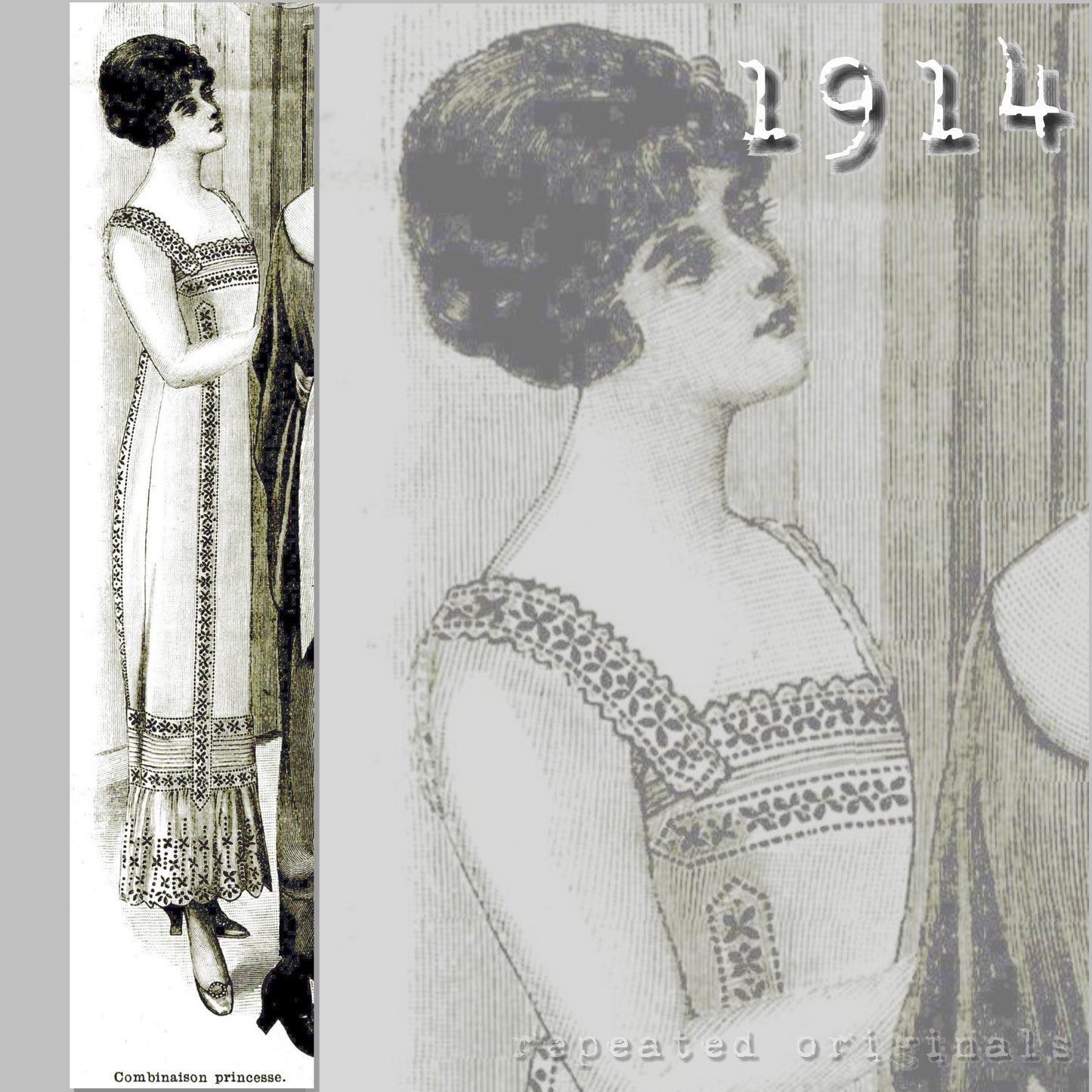 1914 Princess Slip (Hobble Skirt width) Sewing Pattern (90cm bust) - INSTANT DOWNLOAD PDF