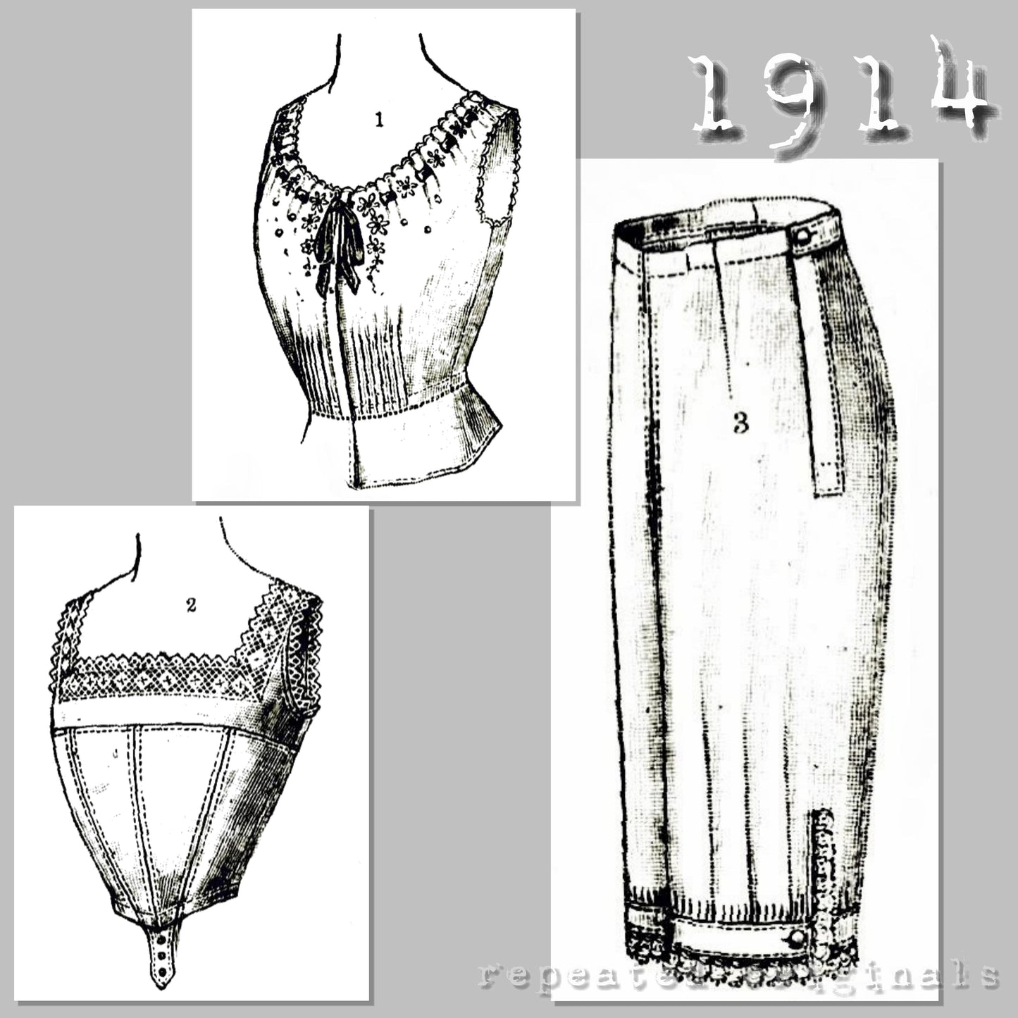 1914 Lingerie Collection Sewing Pattern (Bust 99cm) - INSTANT DOWNLOAD PDF