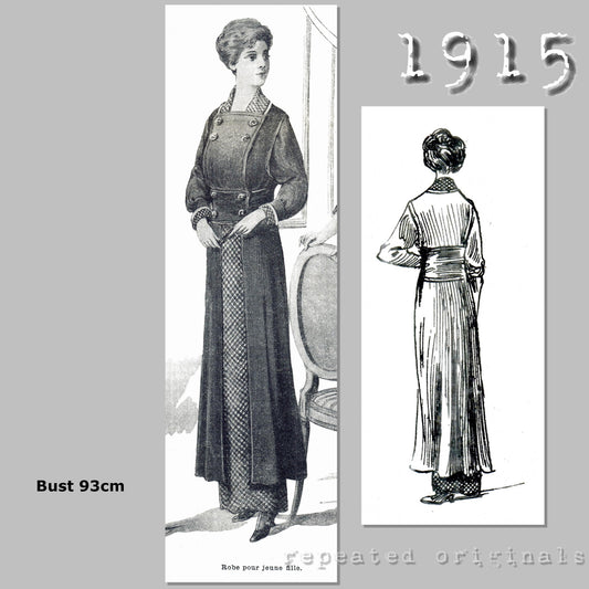 1915 Young Lady's Dress Sewing Pattern - INSTANT DOWNLOAD PDF