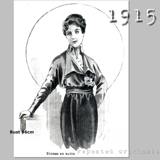 1915 Satin Blouse Sewing Pattern - INSTANT DOWNLOAD PDF