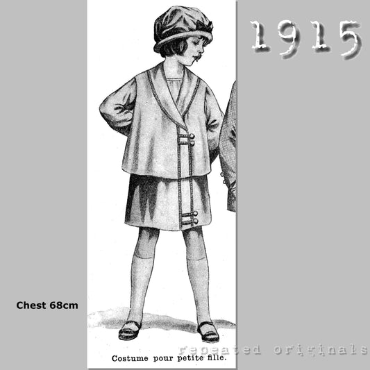 1915 Jacket and Skirt for Girl 7 Years Sewing Pattern - INSTANT DOWNLOAD PDF