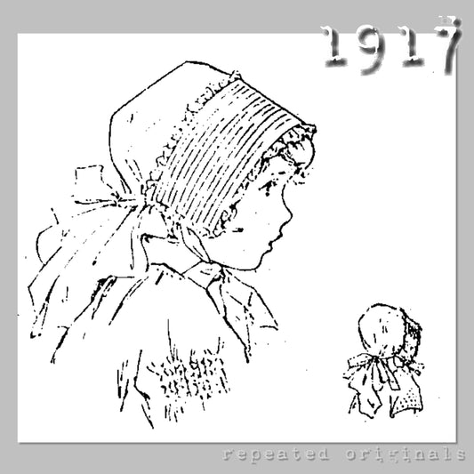 1917 Bonnet for Girl 3 Years Sewing Pattern - INSTANT DOWNLOAD PDF