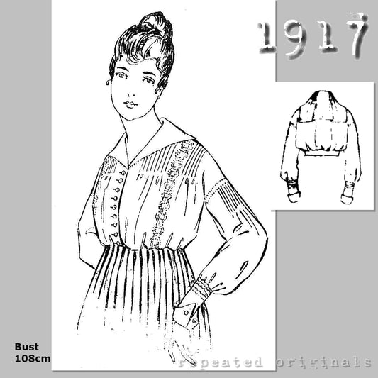 1917 Blouse Sewing Pattern - INSTANT DOWNLOAD PDF