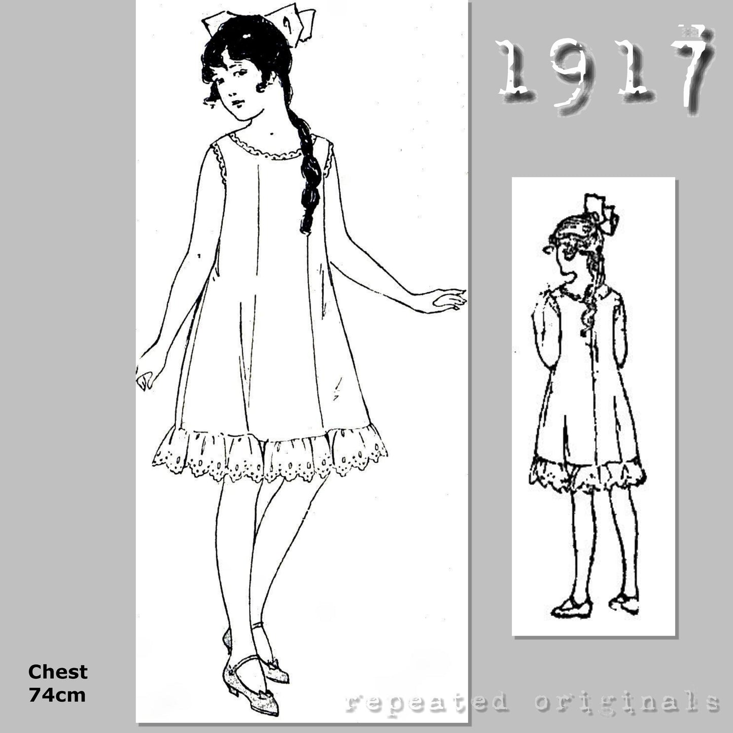 1917 Princess Petticoat for Girl 9 Years Sewing Pattern - INSTANT DOWNLOAD PDF