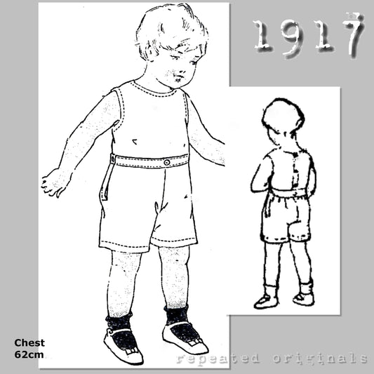 1917 Underwear for Boy 3 Years Sewing Pattern - INSTANT DOWNLOAD PDF