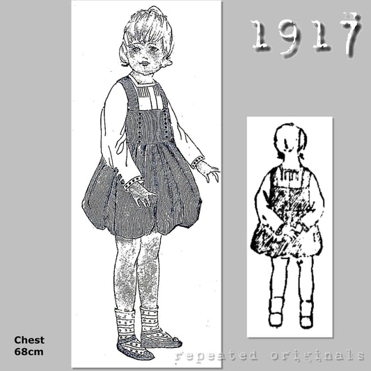 1917 Playsuit for Girl 6 Years Sewing Pattern - INSTANT DOWNLOAD PDF