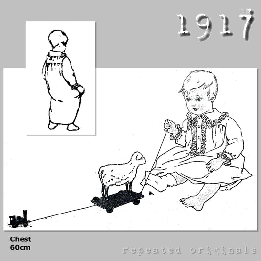 1917 Nightgown for Child 2 Years Sewing Pattern - INSTANT DOWNLOAD PDF