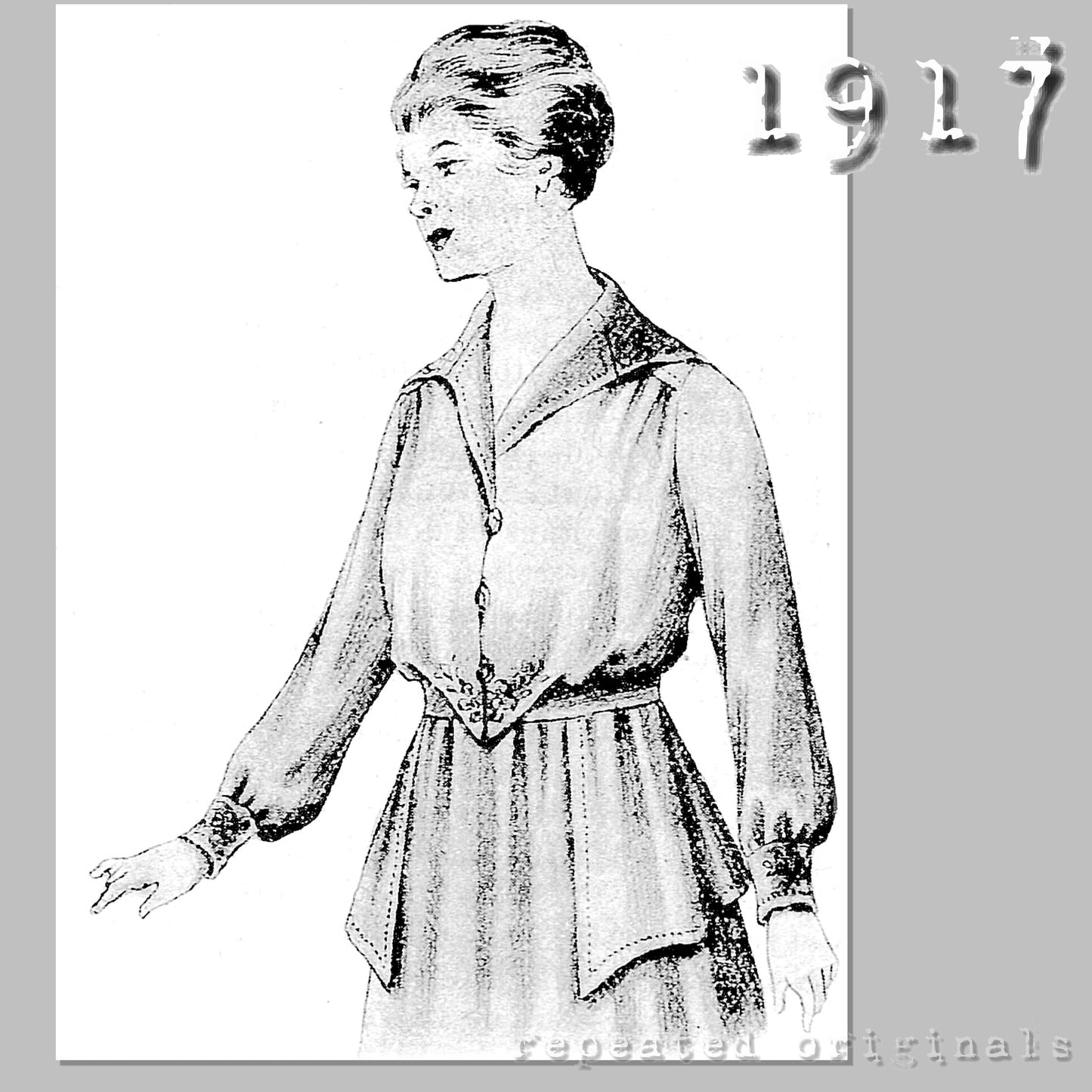 1917 Blouse Sewing Pattern - INSTANT DOWNLOAD PDF