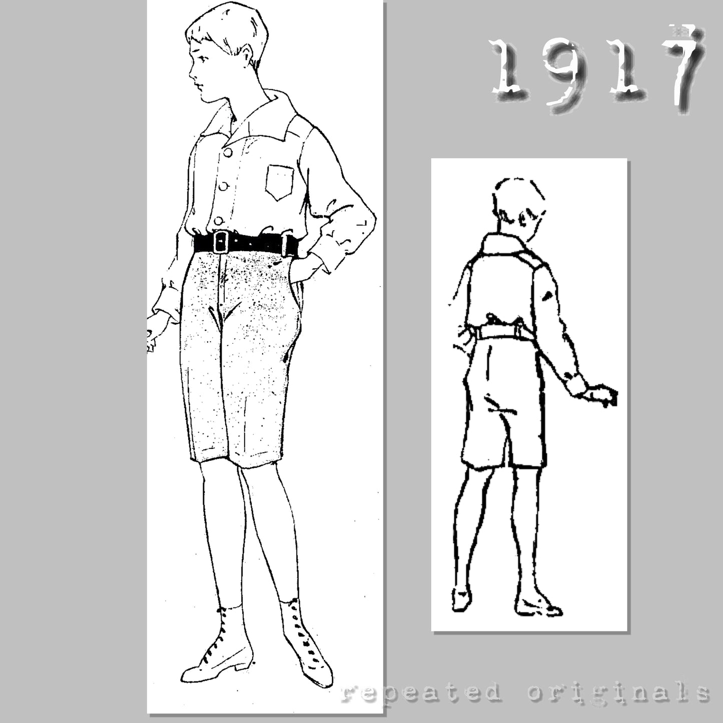 1917 Sports Shirt and Trousers for Boy 10 Years Sewing Pattern - INSTANT DOWNLOAD PDF