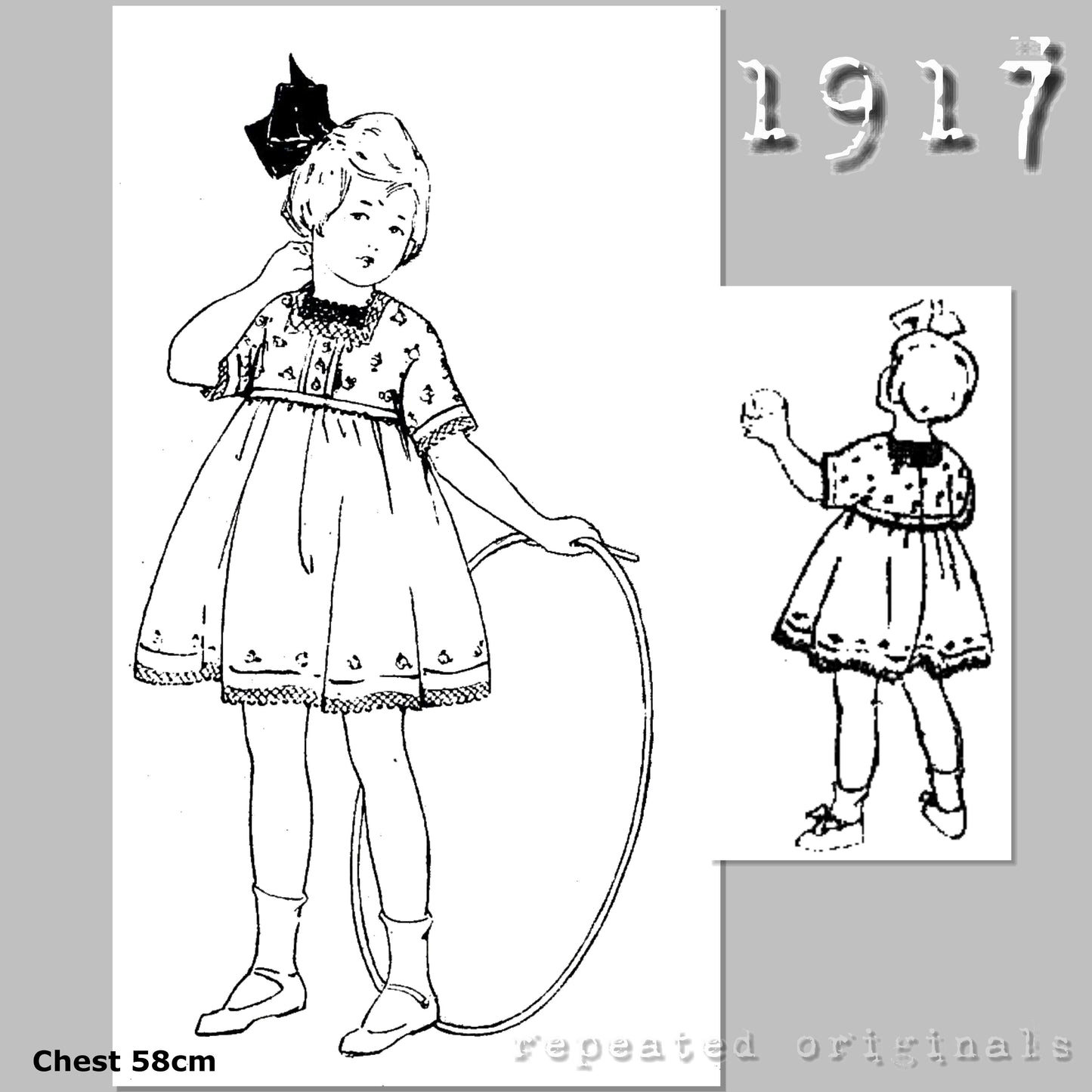 1917 Dress for Girl 1 Year Sewing and Crochet Pattern - INSTANT DOWNLOAD PDF