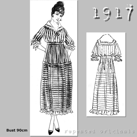 1917 Striped Dress Sewing Pattern - INSTANT DOWNLOAD PDF