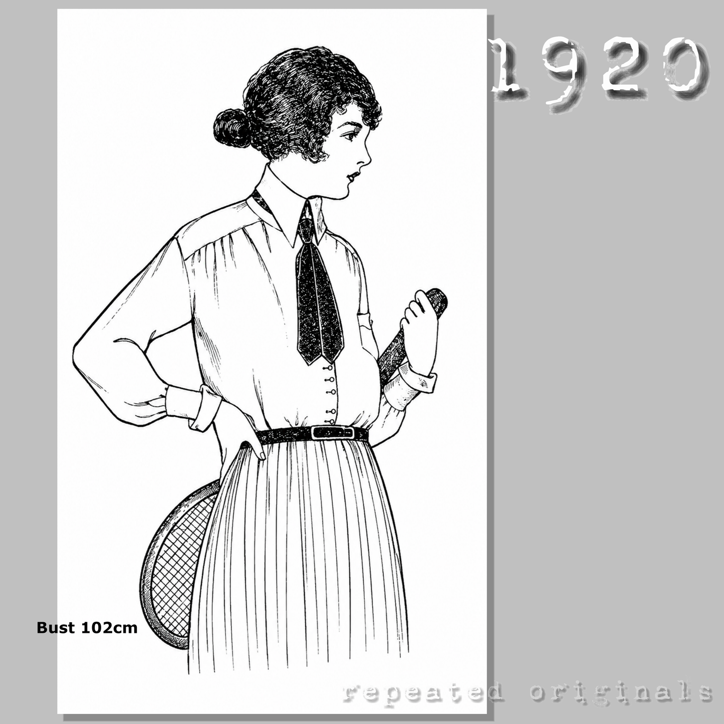 1920 Shirt Styled Blouse Sewing Pattern - INSTANT DOWNLOAD PDF
