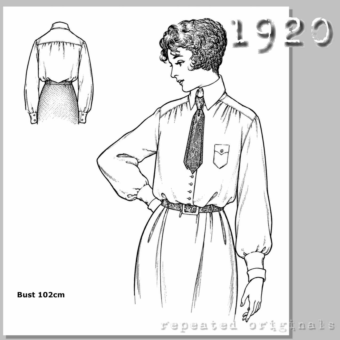 1920 Shirt Styled Blouse Sewing Pattern - INSTANT DOWNLOAD PDF