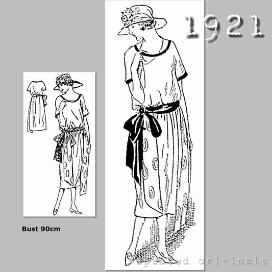 1921 Simple Dress Sewing Pattern - INSTANT DOWNLOAD PDF