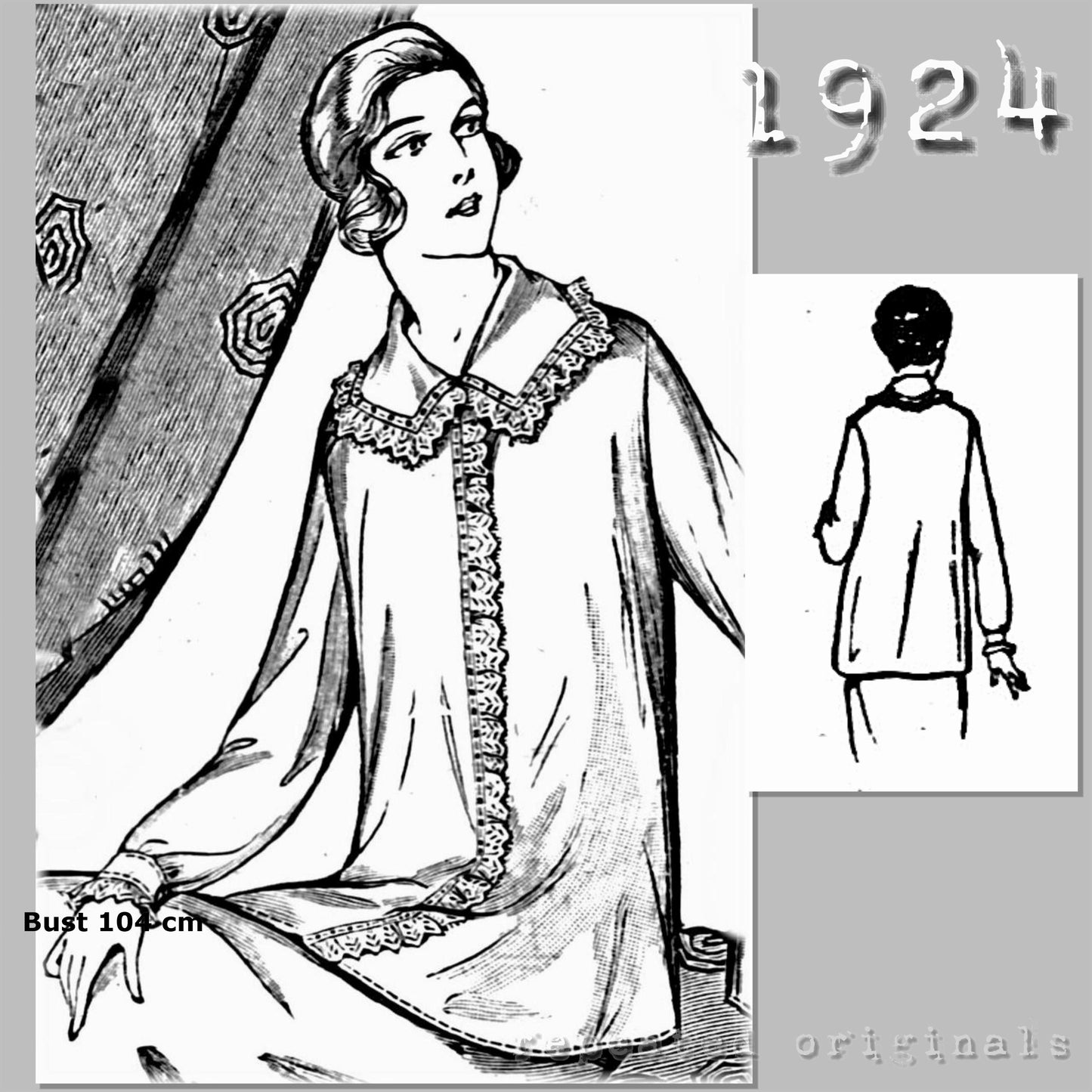 1924 Night Jacket Sewing Pattern - INSTANT DOWNLOAD PDF