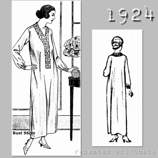 1924 Night Gown Sewing Pattern - INSTANT DOWNLOAD PDF