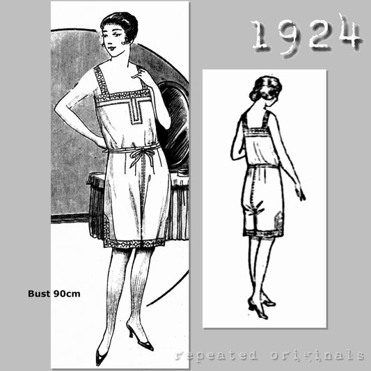 1924 Chemise and Open Drawers Sewing Pattern - INSTANT DOWNLOAD PDF