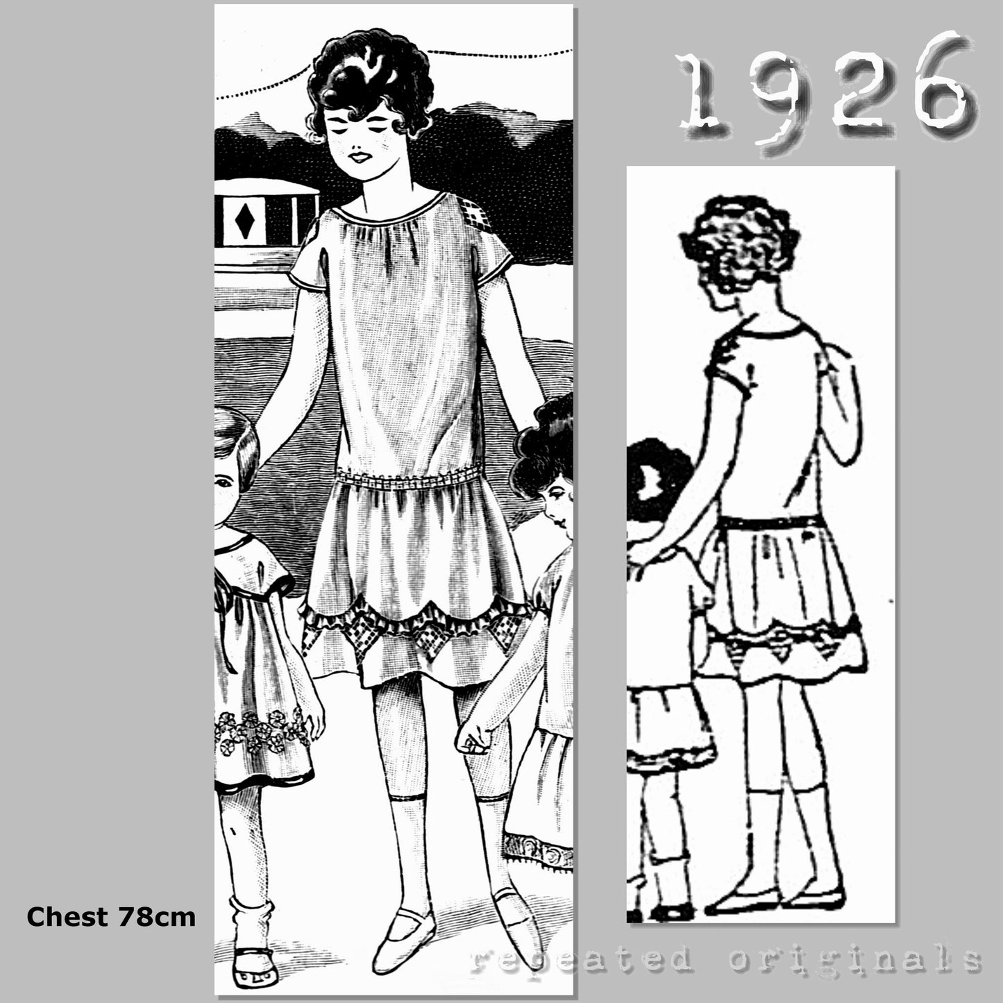 1926 Summer Dress for Girl 10-12 Years Sewing Pattern - INSTANT DOWNLOAD PDF