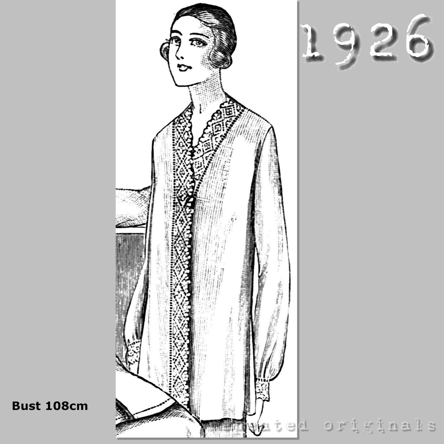 1926 Night Jacket Sewing Pattern - INSTANT DOWNLOAD PDF