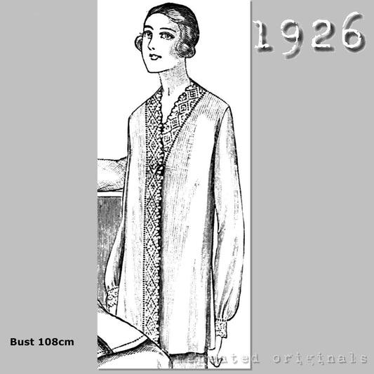 1926 Night Jacket Sewing Pattern - INSTANT DOWNLOAD PDF