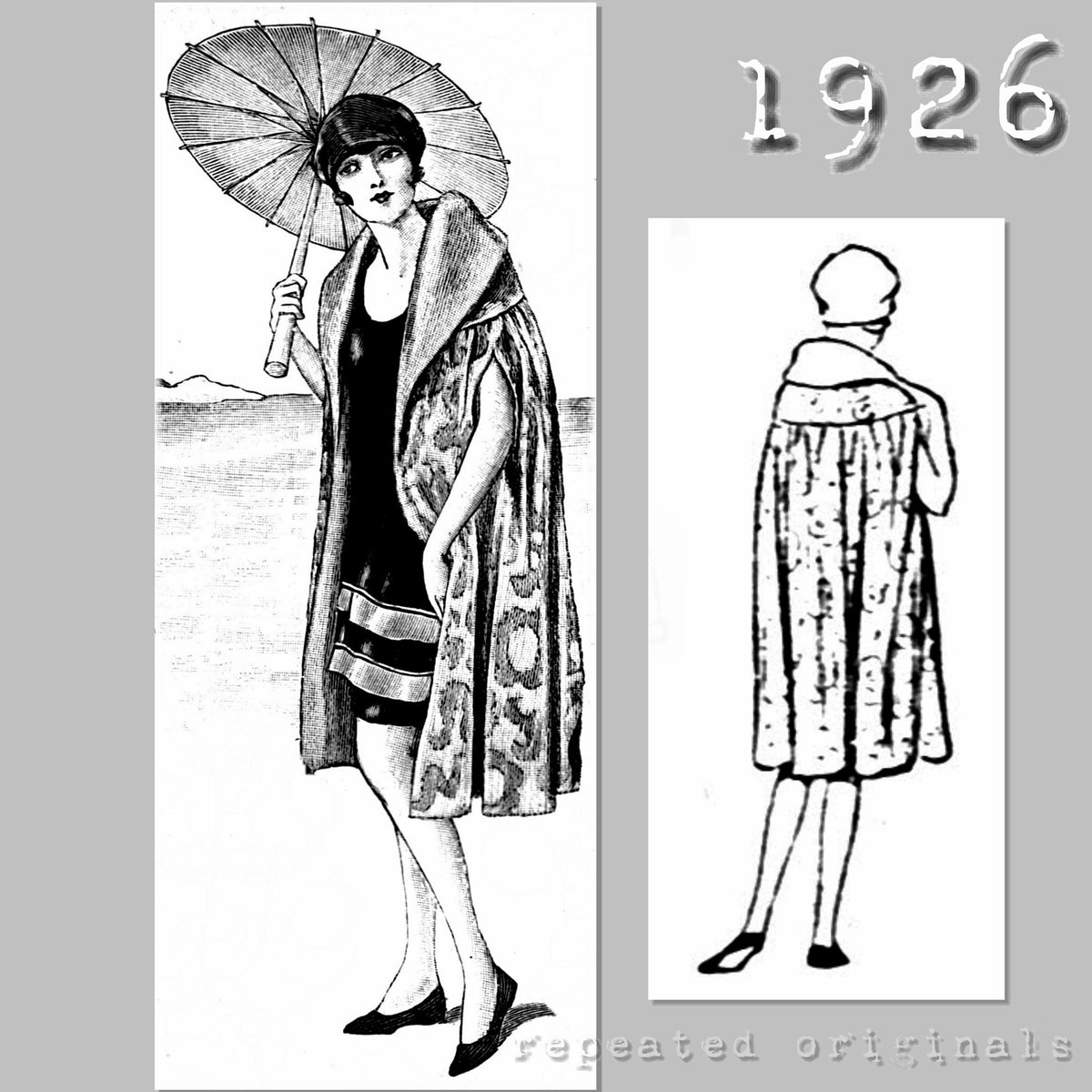 Bathing Robe Sewing Pattern 1926 Bathing Suit, Robe and Cap Sewing Pattern - INSTANT DOWNLOAD PDF ...