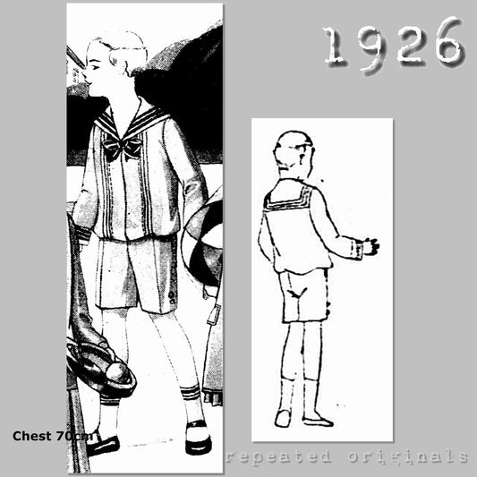 1926 Sailor Suit for Boy 6-8 Years Sewing Pattern - INSTANT DOWNLOAD PDF