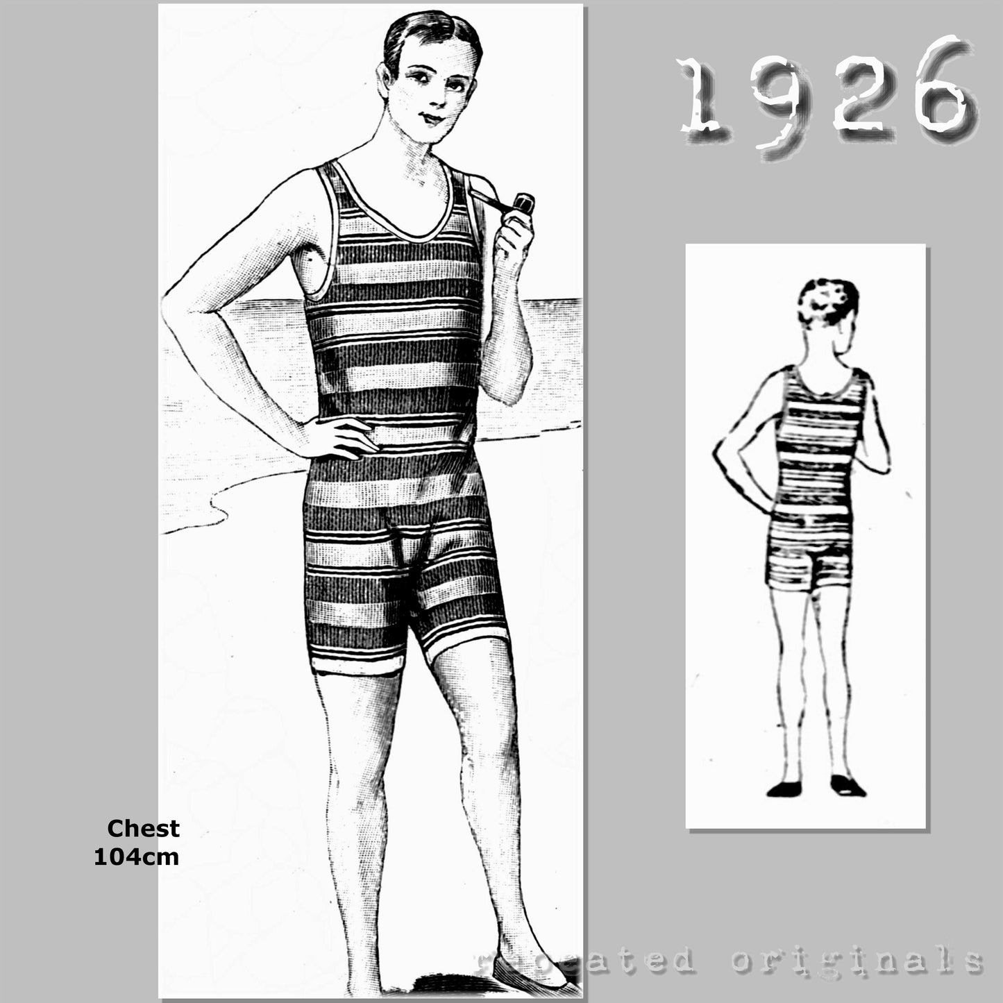 1926 Mens Bathing Suit Sewing Pattern - INSTANT DOWNLOAD PDF