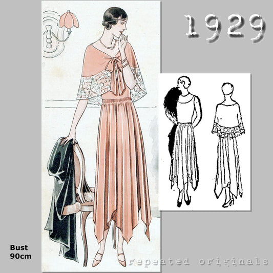 1929 Evening Dress and Cape Sewing Pattern - INSTANT DOWNLOAD PDF