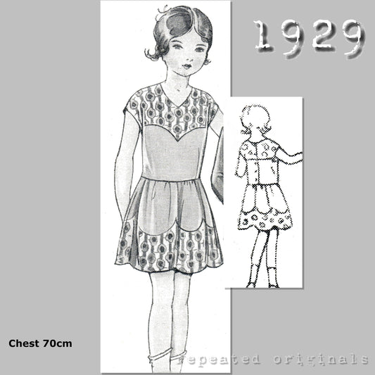 1929 Summer Dress for Girl 6-8 Years Sewing Pattern - INSTANT DOWNLOAD PDF