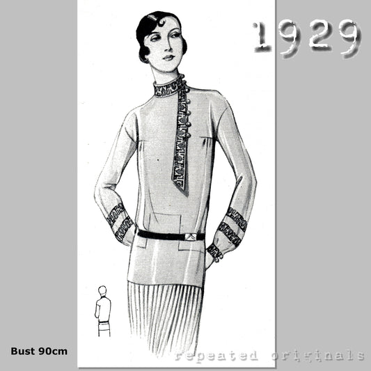 1929 Blouse in Russian Style Sewing Pattern - INSTANT DOWNLOAD PDF