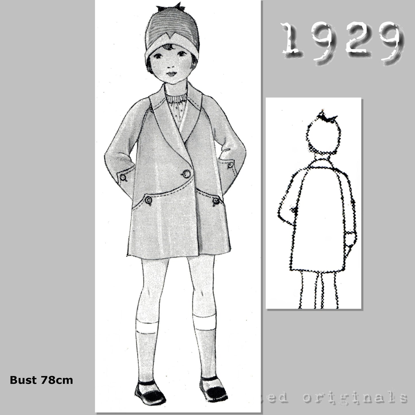 1929 Raglan Sleeve Coat for Girl 4 - 6 Years Sewing Pattern - INSTANT DOWNLOAD PDF