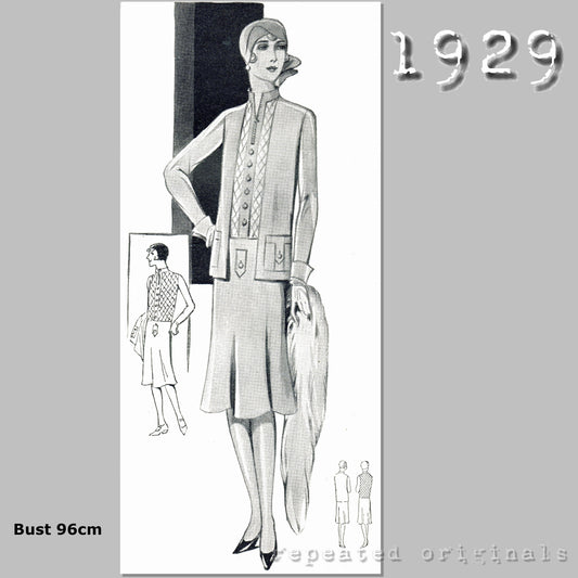 1929 Dress and Jacket Sewing Pattern - INSTANT DOWNLOAD PDF