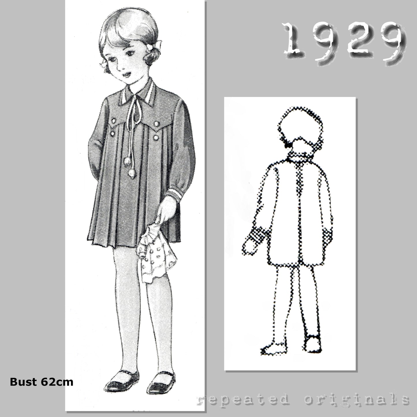 1929 Dress for Girls 2-4 Years Sewing Pattern - INSTANT DOWNLOAD PDF