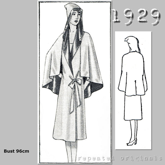 1929 Domino in Coat Form Sewing Pattern - INSTANT DOWNLOAD PDF