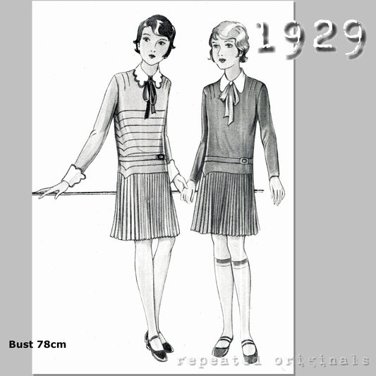 1929 Dress for Girl 10 -12 Years Sewing Pattern - INSTANT DOWNLOAD PDF