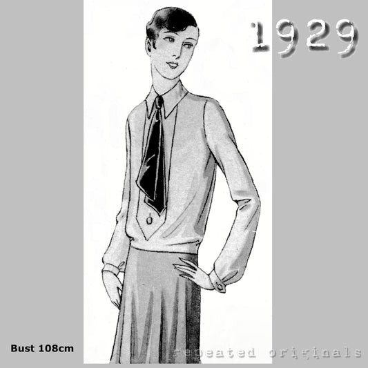 1929 Blouse Sewing Pattern - INSTANT DOWNLOAD PDF