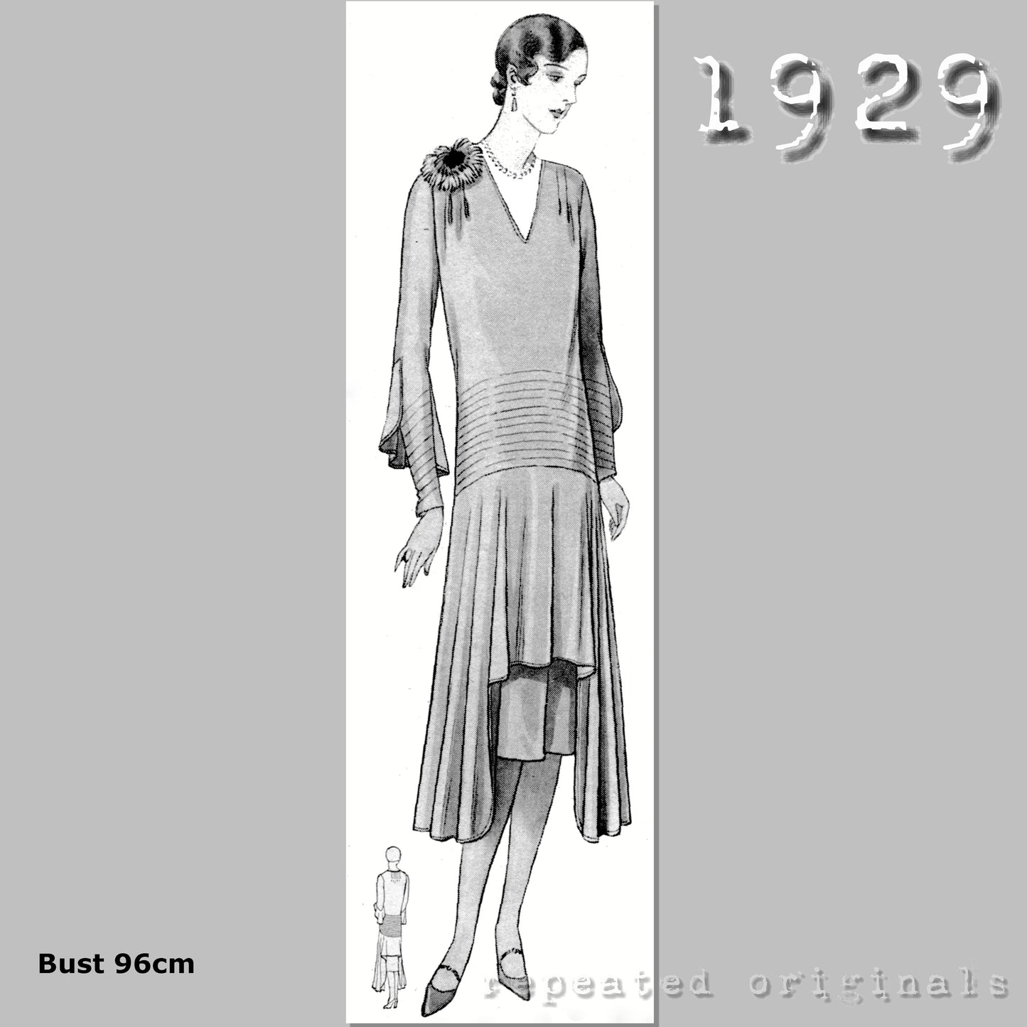 1929 Afternoon Dress Sewing Pattern - INSTANT DOWNLOAD PDF