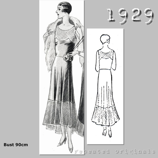 1929 Evening Dress Sewing Pattern - INSTANT DOWNLOAD PDF